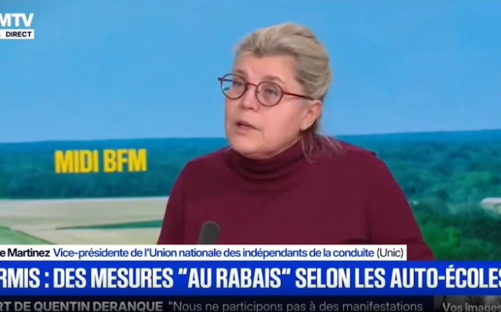 Marie Martinez, fondatrice de l'Auto-Moto-École Le Trèfle, en direct sur le plateau de Midi BFM